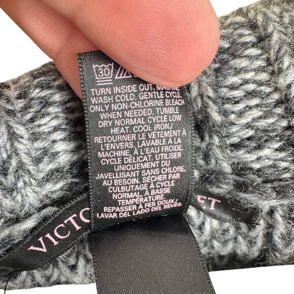 Victoria's Secret Gray Wool Blend Belted Chunky Knit Button Up Cardigan M - Picture 7 of 7